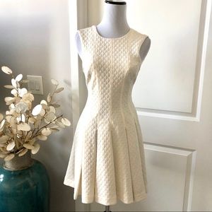 Bebe cream knit fit and flare dress
